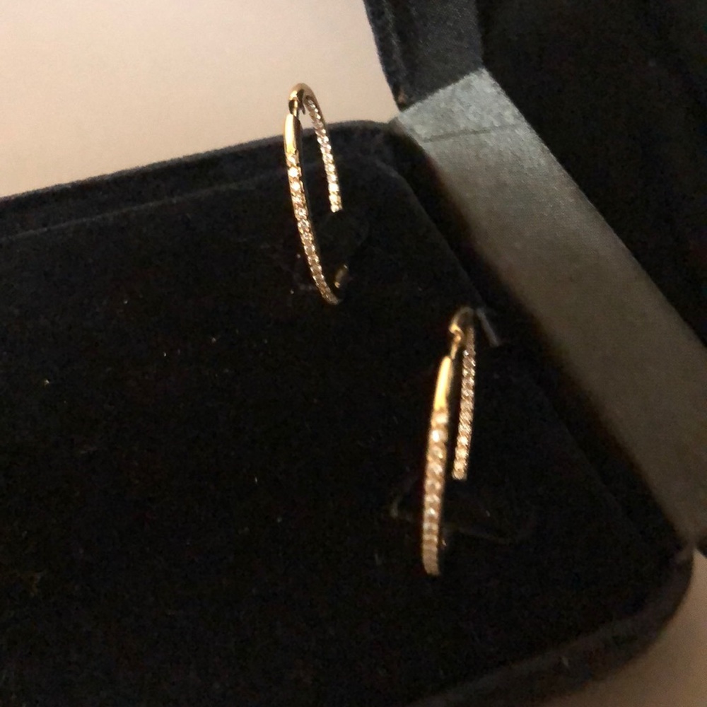18k Gold and Diamond Hoops